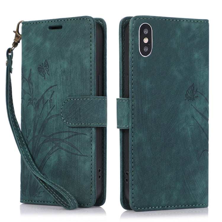 Orchid Butterfly Embossed Leather Phone Case