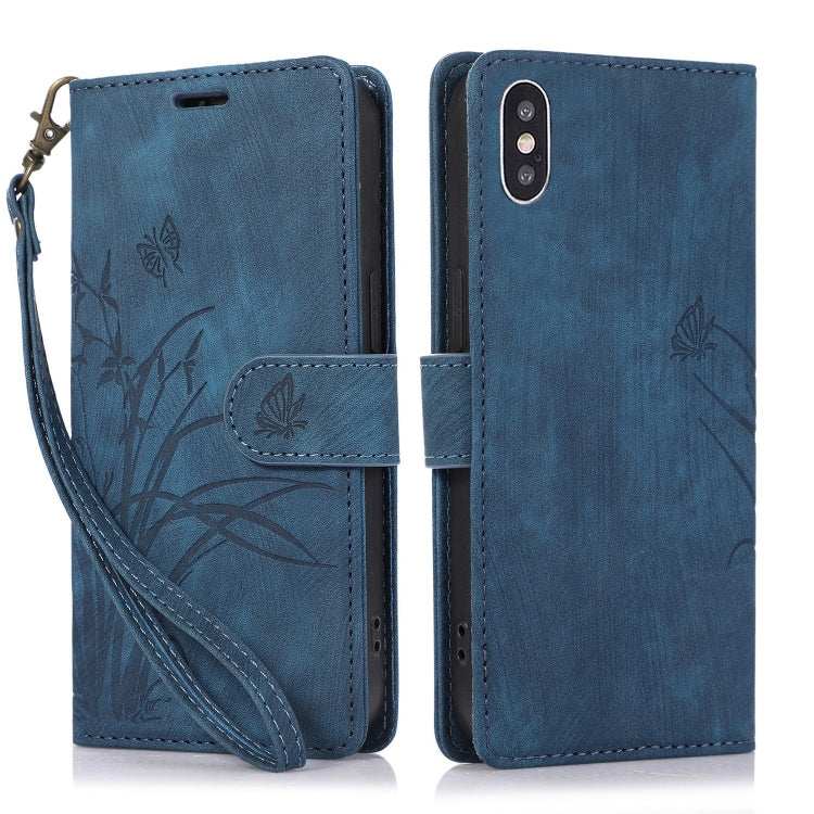 Orchid Butterfly Embossed Leather Phone Case