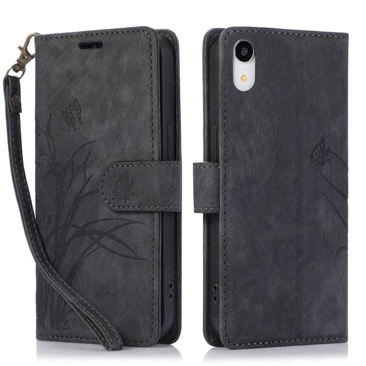 Orchid Butterfly Embossed Leather Phone Case