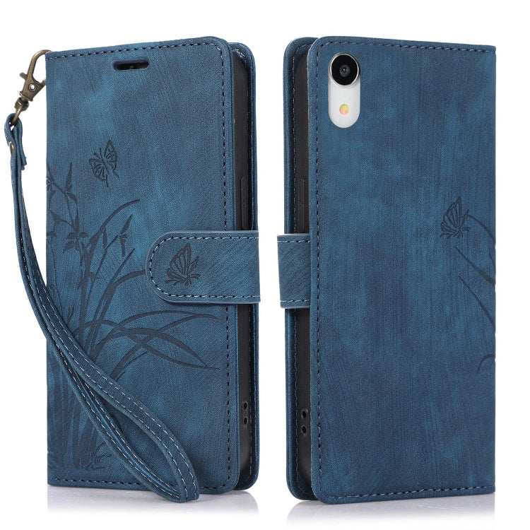 Orchid Butterfly Embossed Leather Phone Case