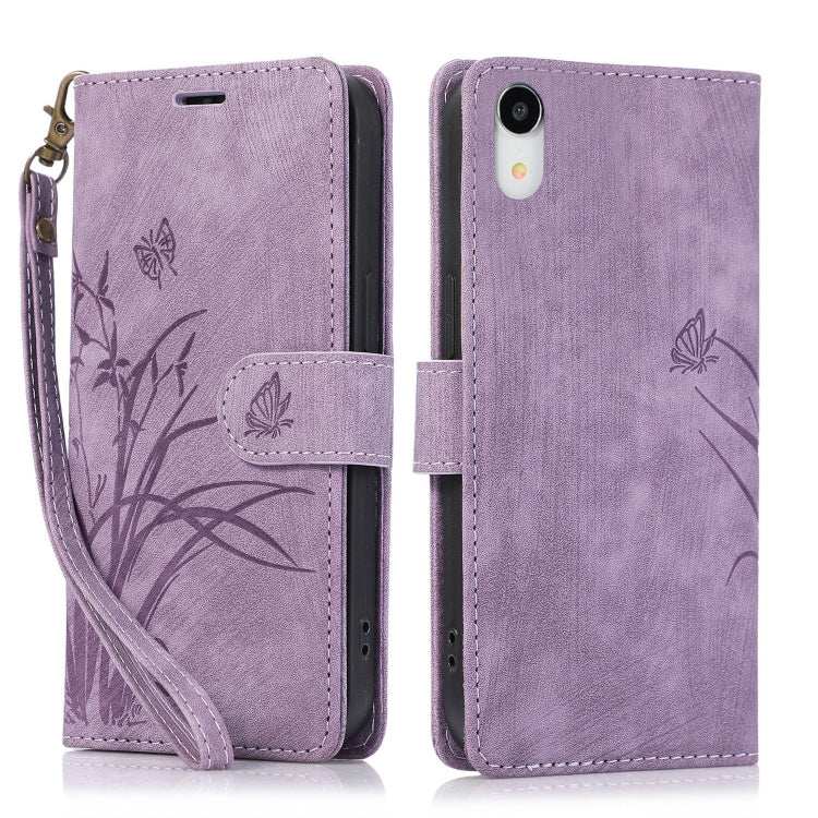 Orchid Butterfly Embossed Leather Phone Case