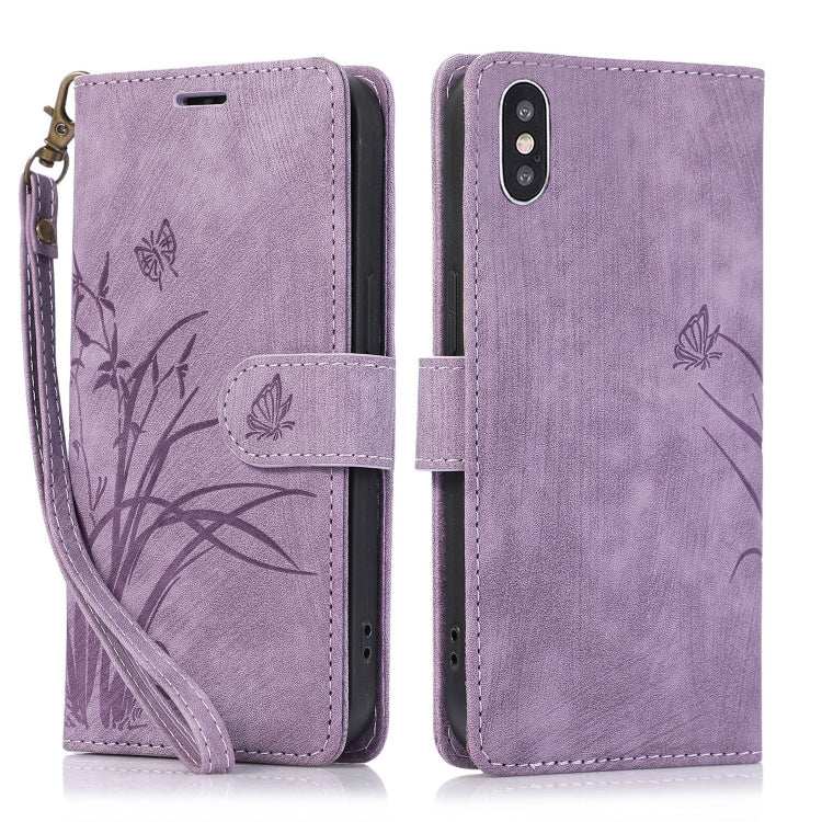 Orchid Butterfly Embossed Leather Phone Case