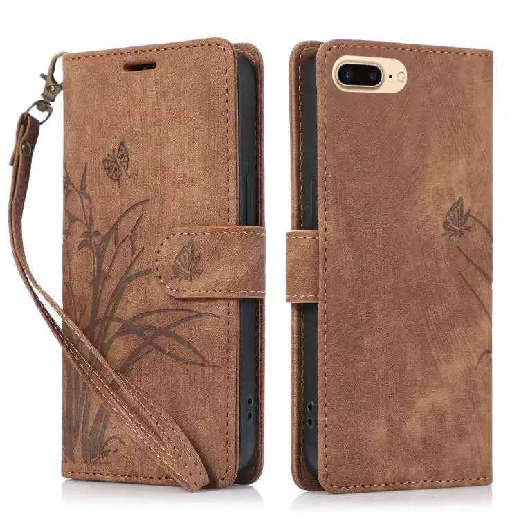 Orchid Butterfly Embossed Leather Phone Case