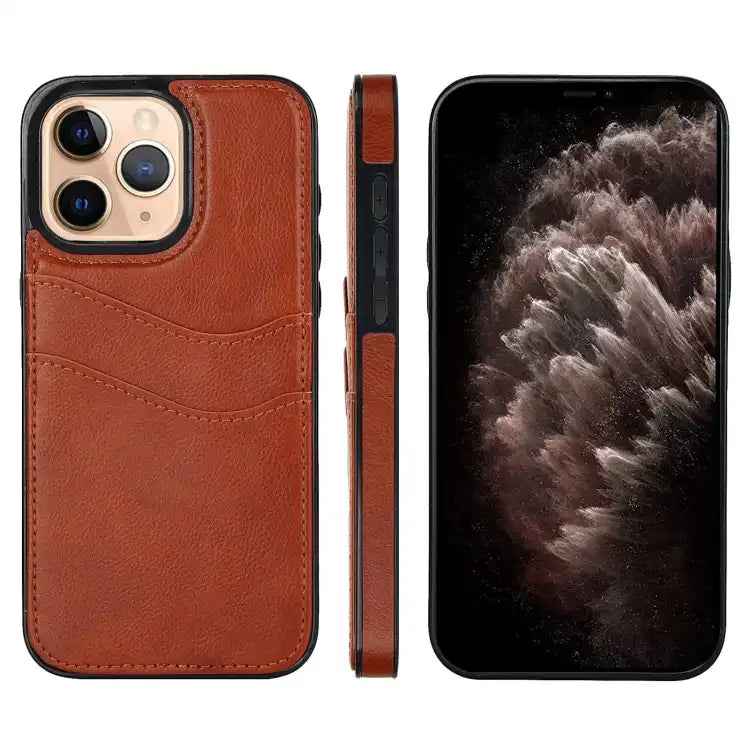 Litchi Leather Skin Card Slots Phone Case