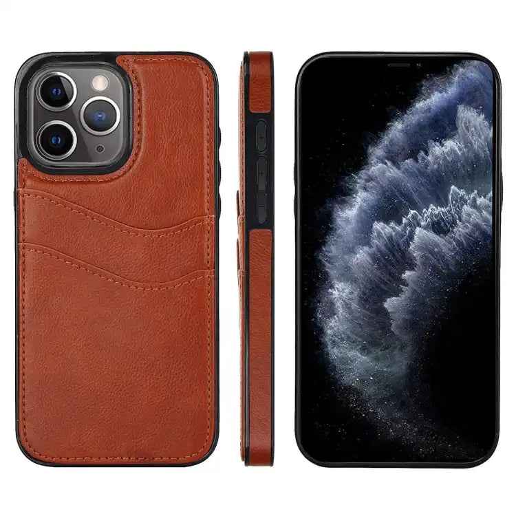 Litchi Leather Skin Card Slots Phone Case