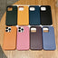 Pure Color Leather Magsafe Magnetic Phone Case