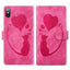 Pen Heart Cat Embossed Leather Phone Case