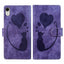 Pen Heart Cat Embossed Leather Phone Case