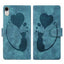 Pen Heart Cat Embossed Leather Phone Case