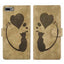 Pen Heart Cat Embossed Leather Phone Case
