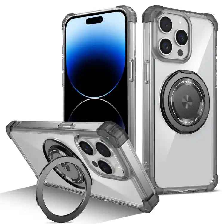 Gold Shield CD Pattern MagSafe Magnetic Phone Case with Rotating Stand