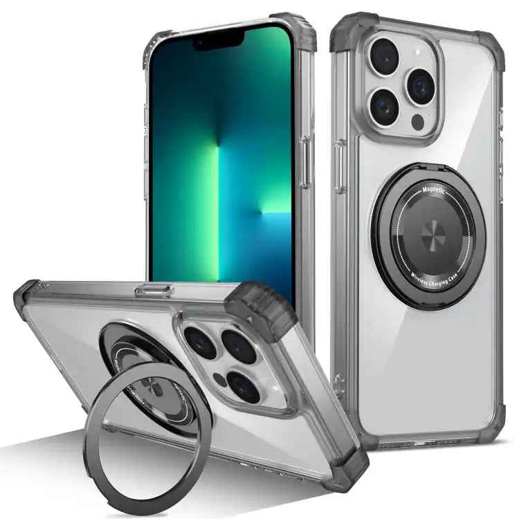 Gold Shield CD Pattern MagSafe Magnetic Phone Case with Rotating Stand