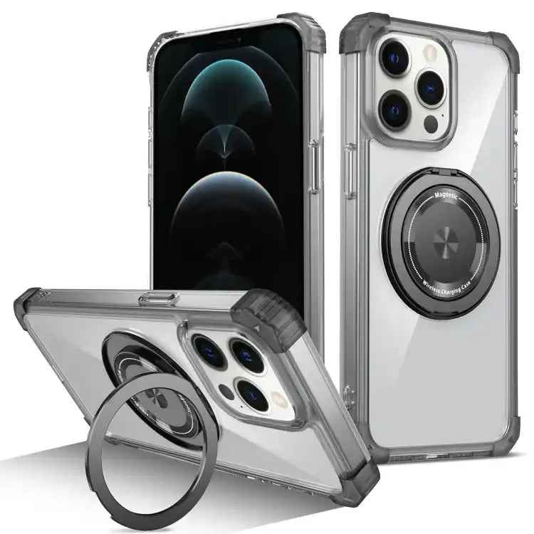 Gold Shield CD Pattern MagSafe Magnetic Phone Case with Rotating Stand