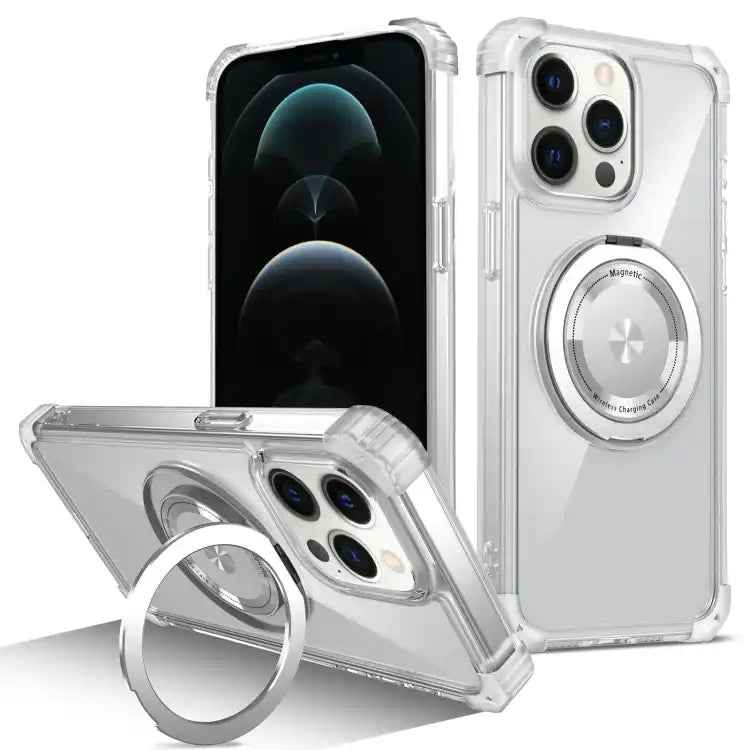 Gold Shield CD Pattern MagSafe Magnetic Phone Case with Rotating Stand