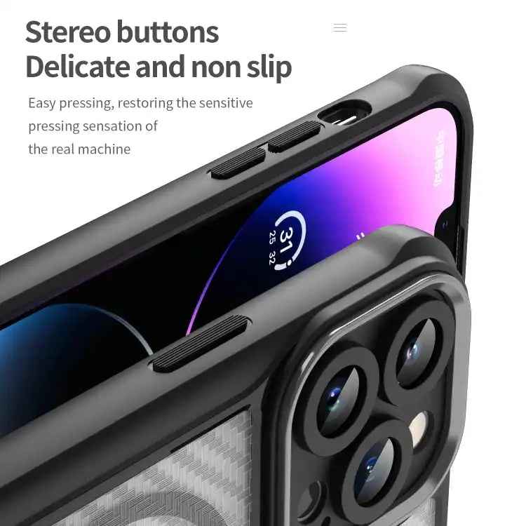 Carbon Fiber Texture MagSafe Translucent Phone Case