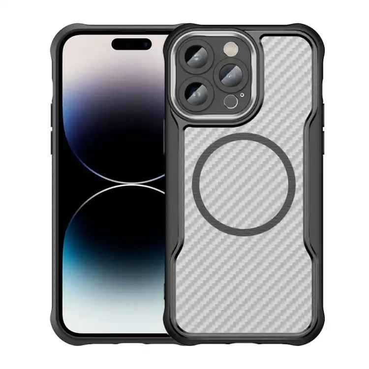 Carbon Fiber Texture MagSafe Translucent Phone Case