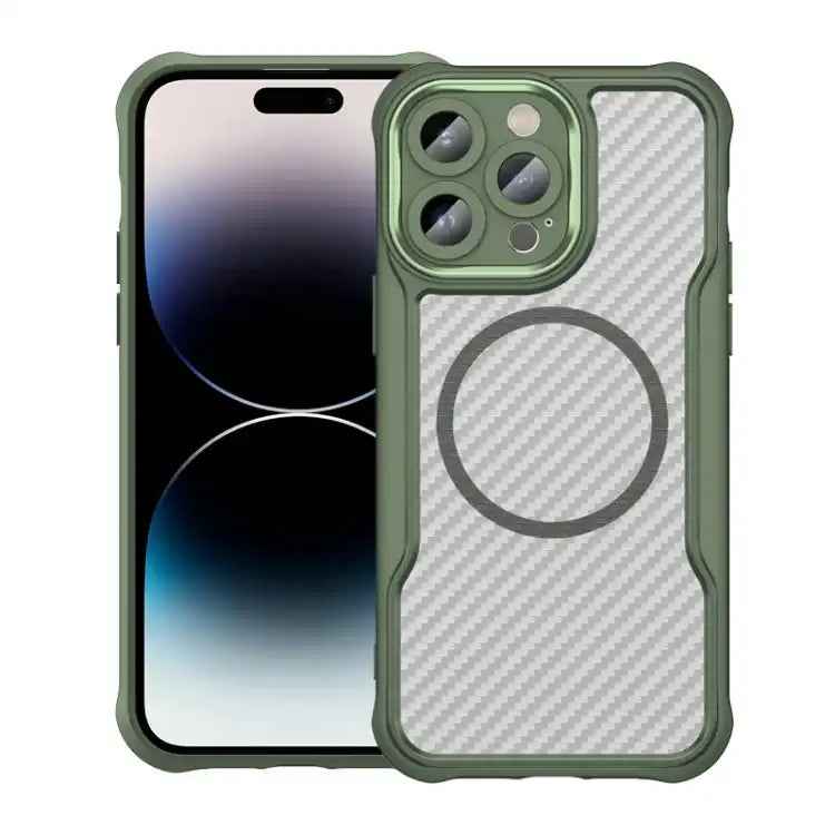 Carbon Fiber Texture MagSafe Translucent Phone Case
