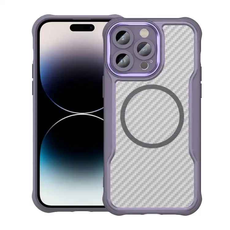 Carbon Fiber Texture MagSafe Translucent Phone Case