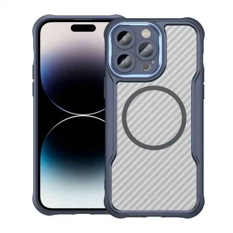 Carbon Fiber Texture MagSafe Translucent Phone Case