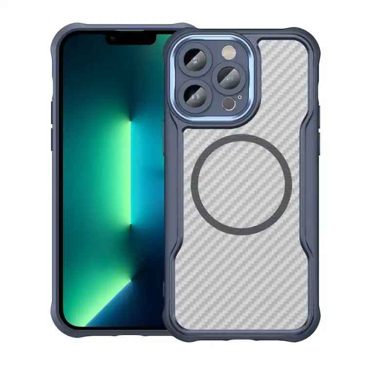 Carbon Fiber Texture MagSafe Translucent Phone Case
