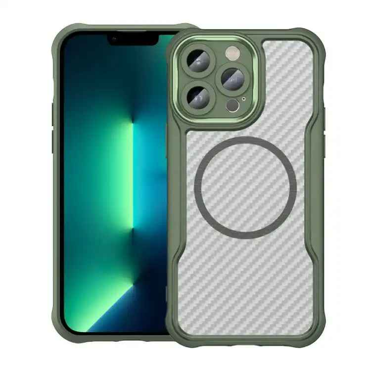Carbon Fiber Texture MagSafe Translucent Phone Case