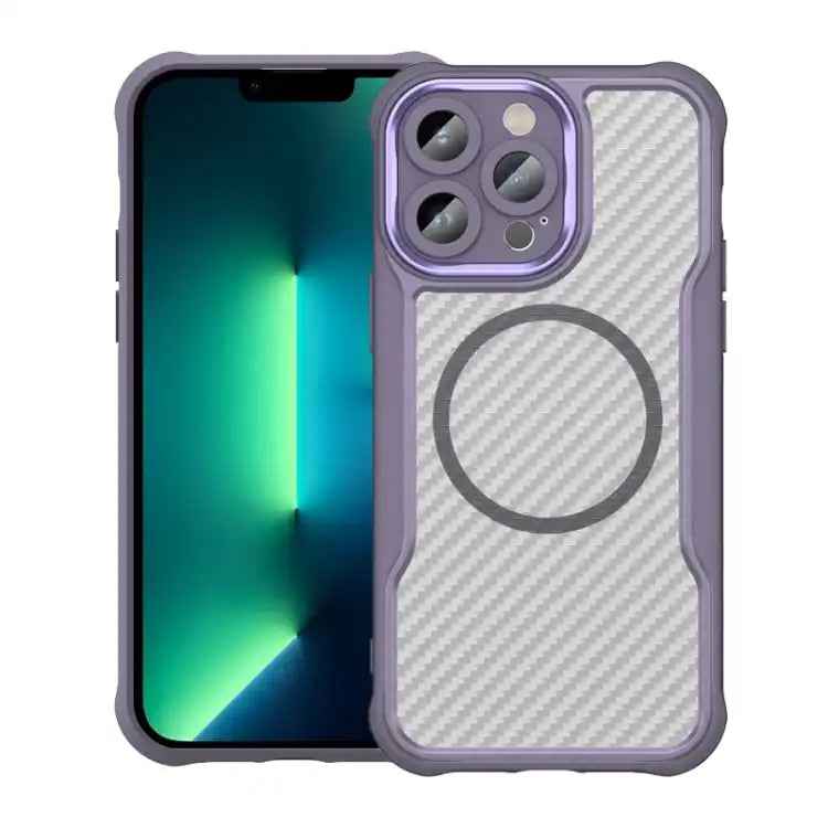 Carbon Fiber Texture MagSafe Translucent Phone Case