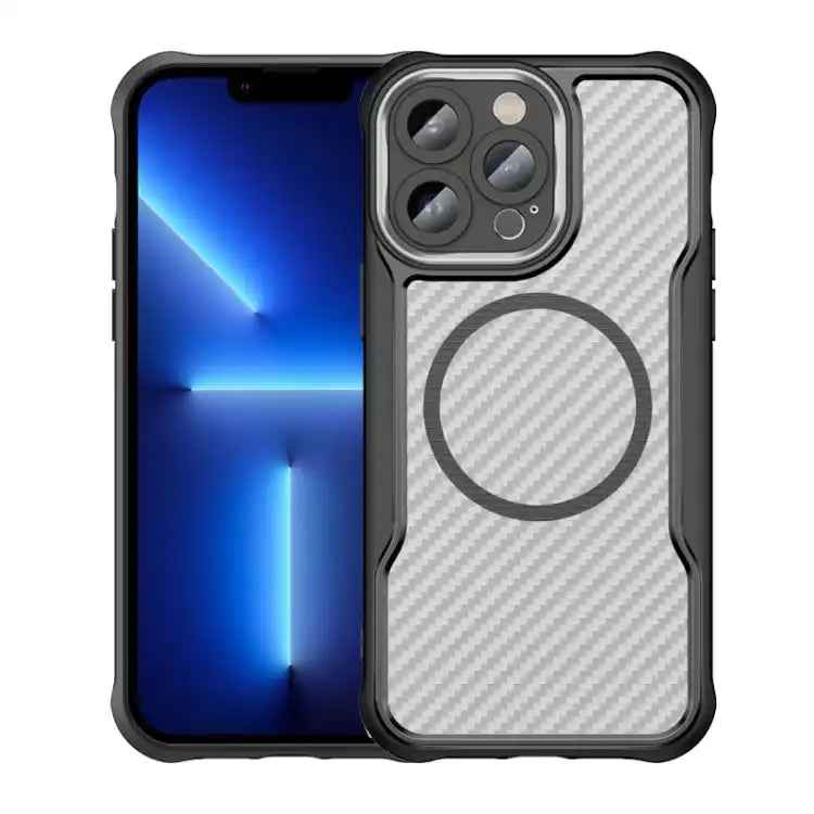 Carbon Fiber Texture MagSafe Translucent Phone Case