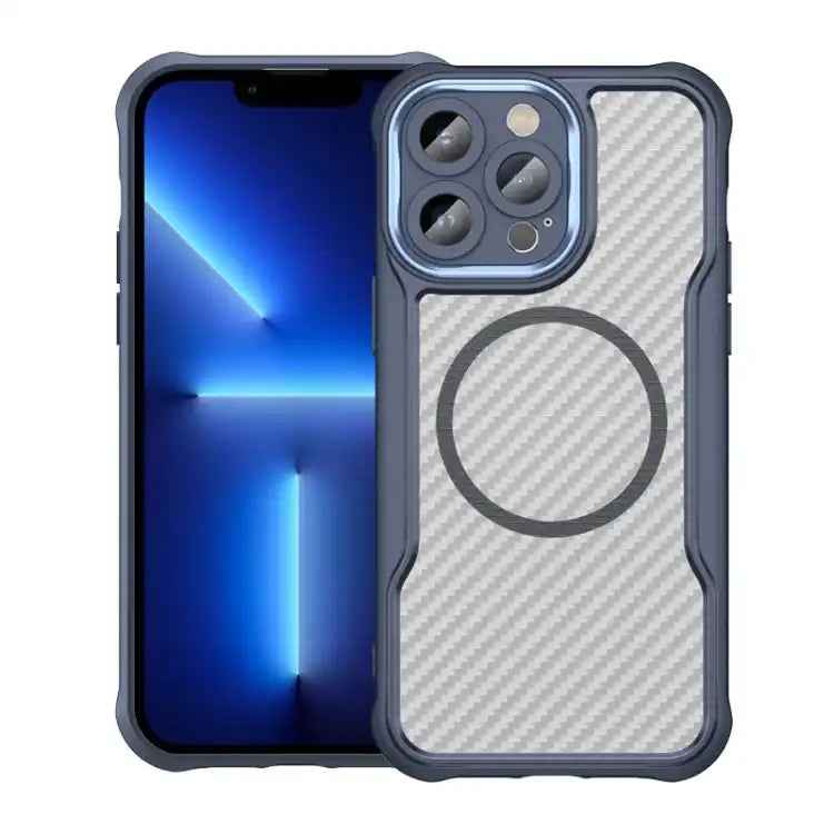 Carbon Fiber Texture MagSafe Translucent Phone Case