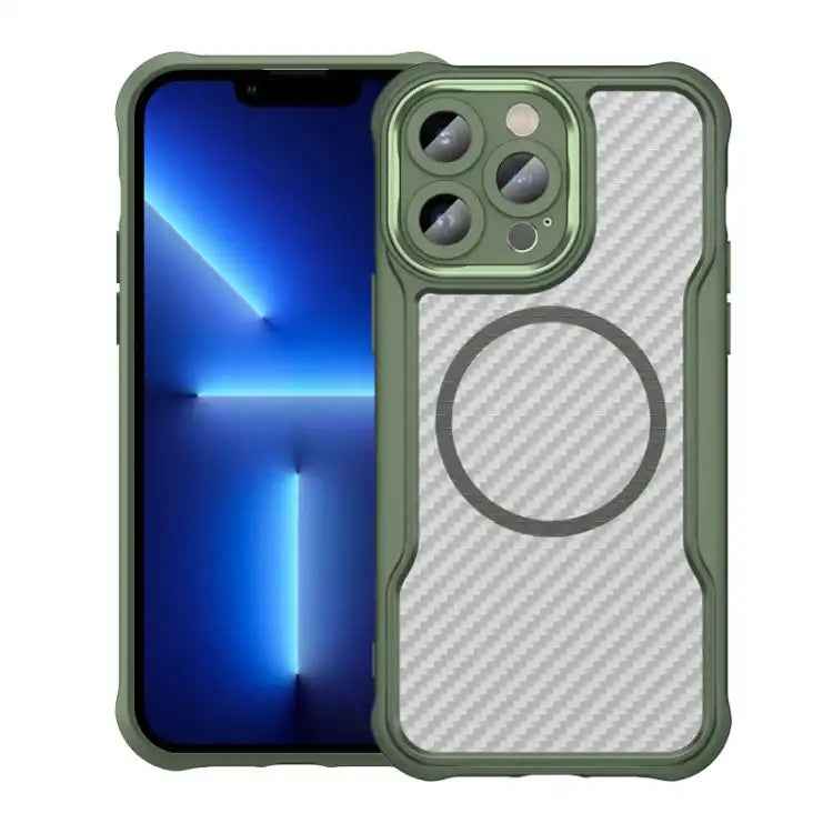 Carbon Fiber Texture MagSafe Translucent Phone Case