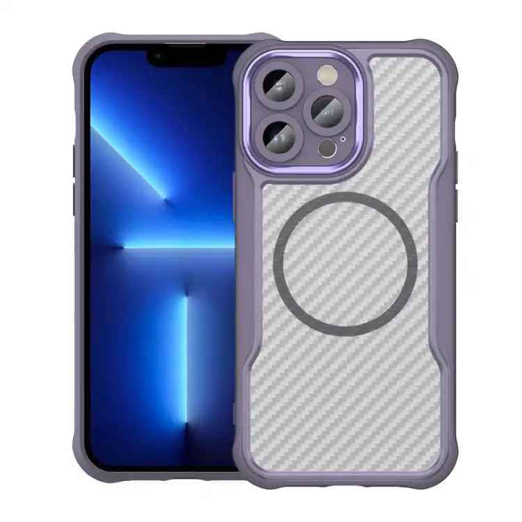 Carbon Fiber Texture MagSafe Translucent Phone Case