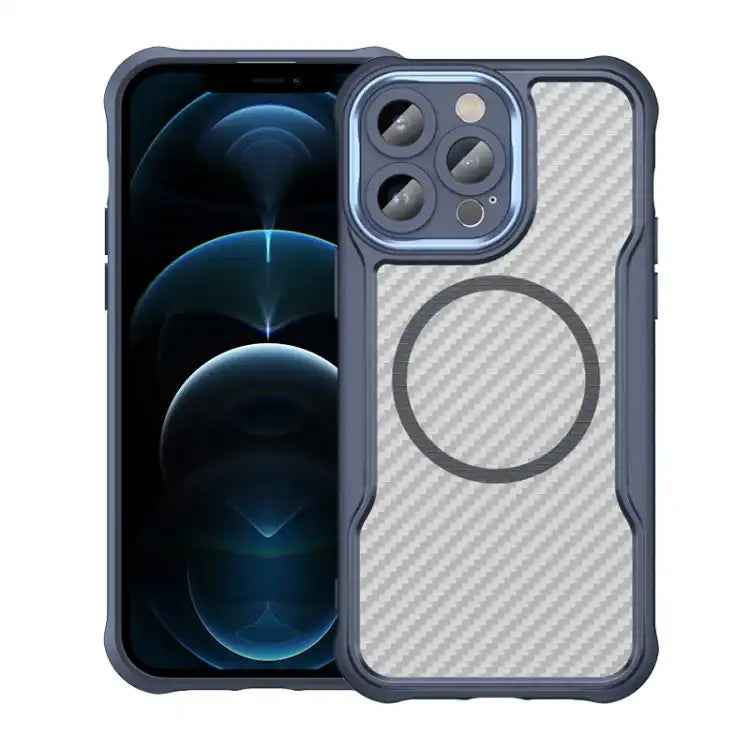 Carbon Fiber Texture MagSafe Translucent Phone Case