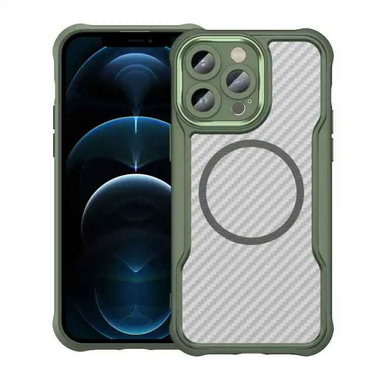 Carbon Fiber Texture MagSafe Translucent Phone Case