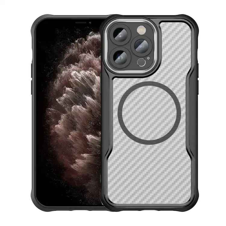 Carbon Fiber Texture MagSafe Translucent Phone Case