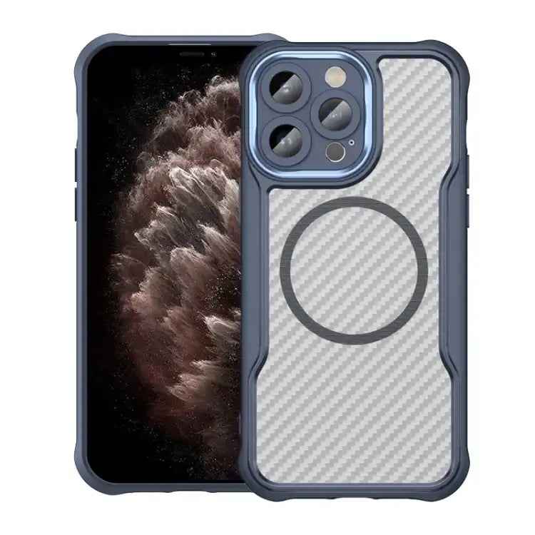 Carbon Fiber Texture MagSafe Translucent Phone Case
