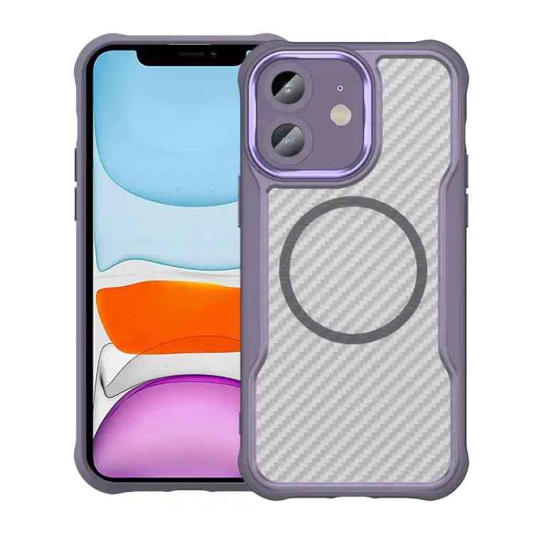 Carbon Fiber Texture MagSafe Translucent Phone Case