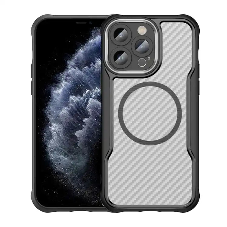 Carbon Fiber Texture MagSafe Translucent Phone Case