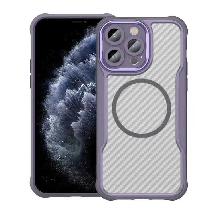 Carbon Fiber Texture MagSafe Translucent Phone Case