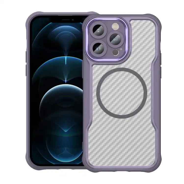 Carbon Fiber Texture MagSafe Translucent Phone Case