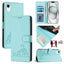 Cat Rat Embossed Pattern RFID Leather Phone Case with Lanyard