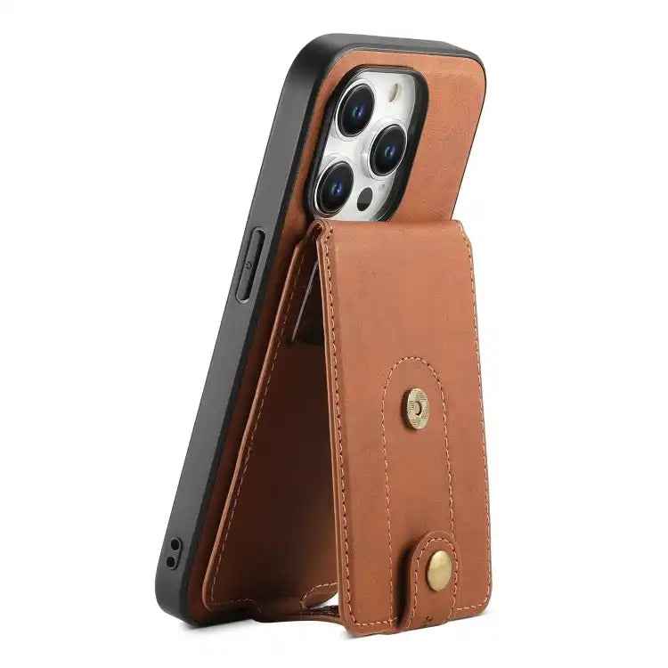 Denior D14 NK Retro Pattern MagSafe Magnetic Card Holder Leather Phone Case