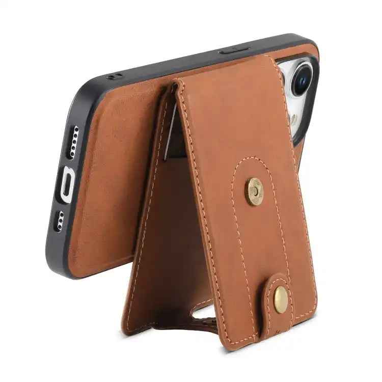 Denior D14 NK Retro Pattern MagSafe Magnetic Card Holder Leather Phone Case