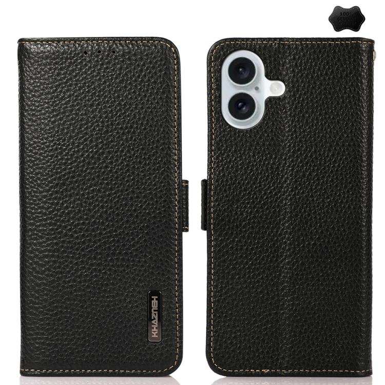 KHAZNEH Side-Magnetic Litchi Genuine Leather RFID Case
