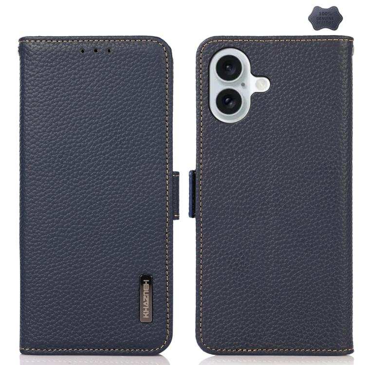 KHAZNEH Side-Magnetic Litchi Genuine Leather RFID Case