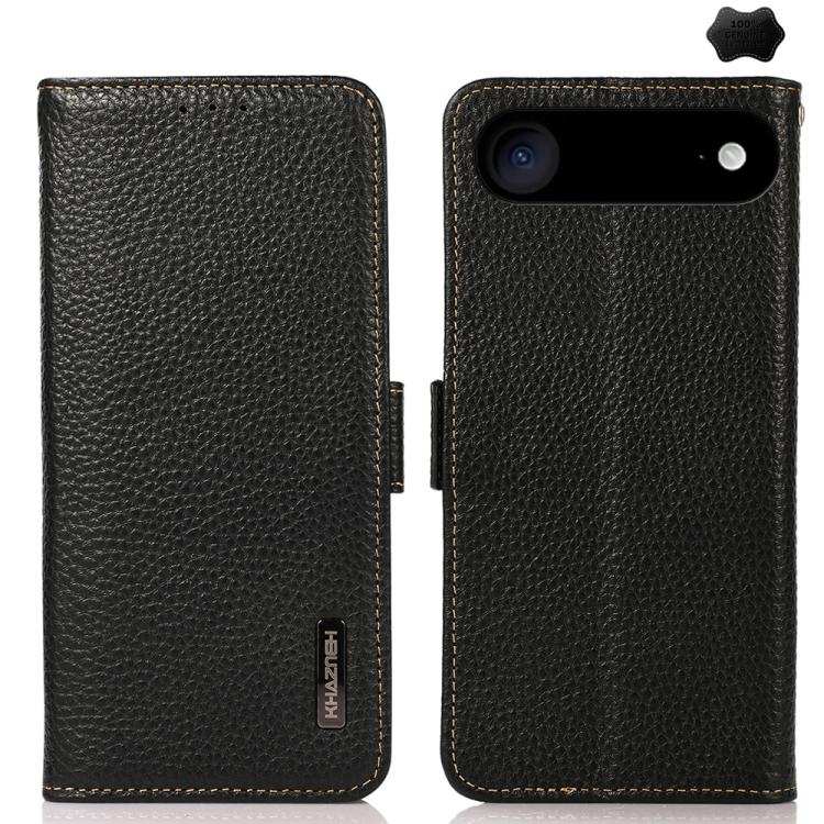 KHAZNEH Side-Magnetic Litchi Genuine Leather RFID Case
