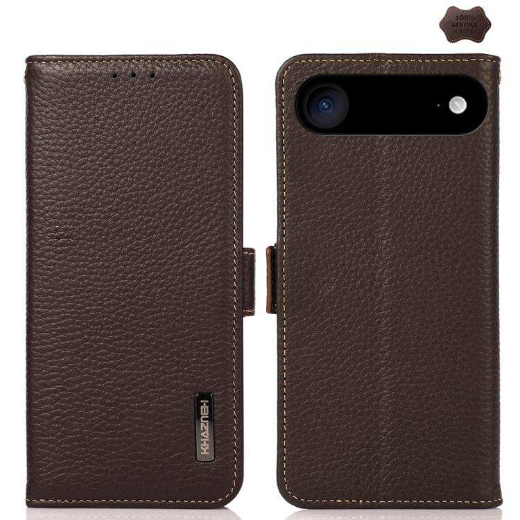 KHAZNEH Side-Magnetic Litchi Genuine Leather RFID Case