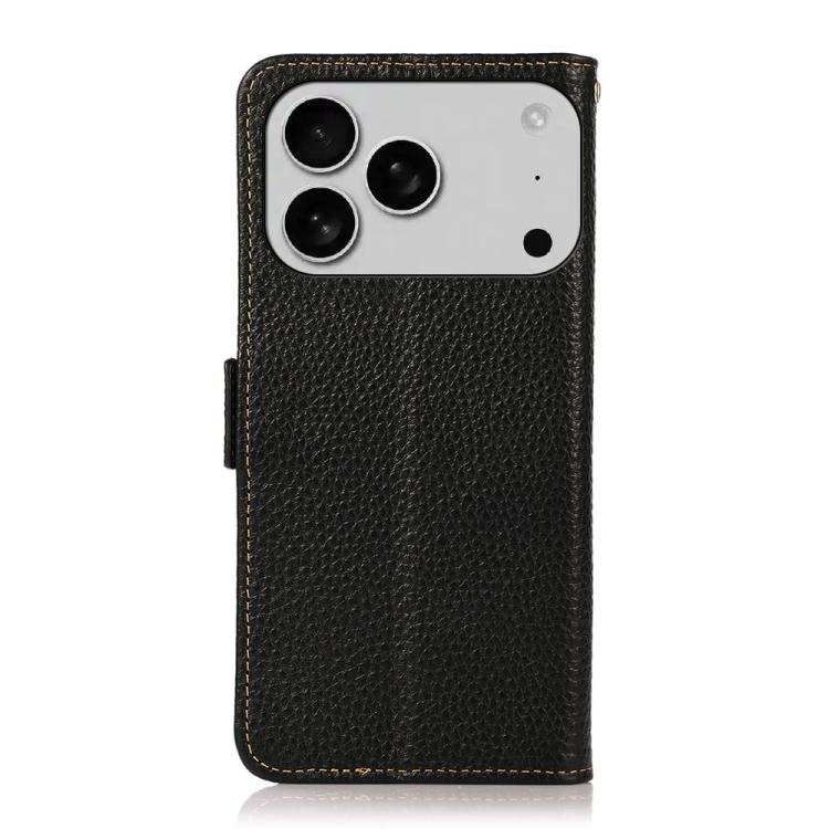 KHAZNEH Side-Magnetic Litchi Genuine Leather RFID Case