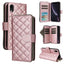 Crossbody Rhombic Zipper Tower Buckle Leather Phone Case with Lanyard