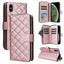 Crossbody Rhombic Zipper Tower Buckle Leather Phone Case with Lanyard