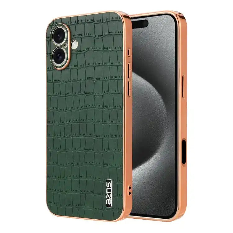 AZNS Electroplated Frame Crocodile Texture Full Coverage Phone Case AZNS