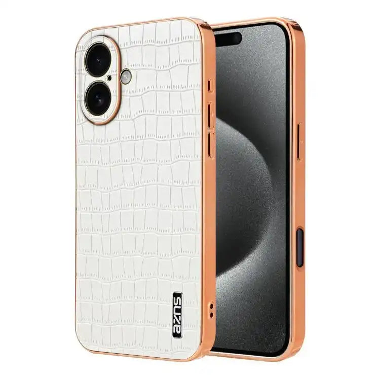 AZNS Electroplated Frame Crocodile Texture Full Coverage Phone Case AZNS